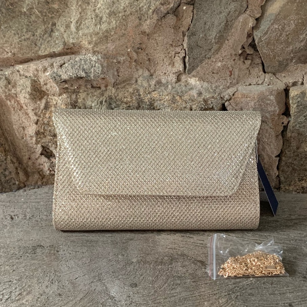 Metallic clutch bag